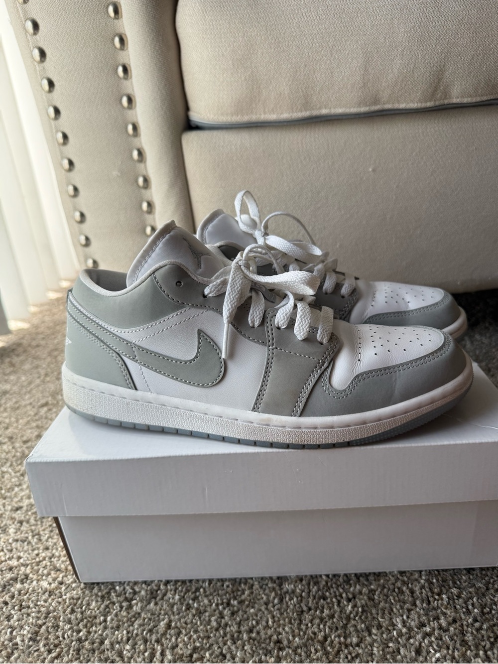 Nike Low-Top Sneakers in Light Gray and White
